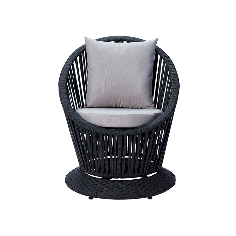 3-Piece Casual Waterproof Patio Deck Lounge Chair Rope Bistro Conversation Seating Set with Side Table