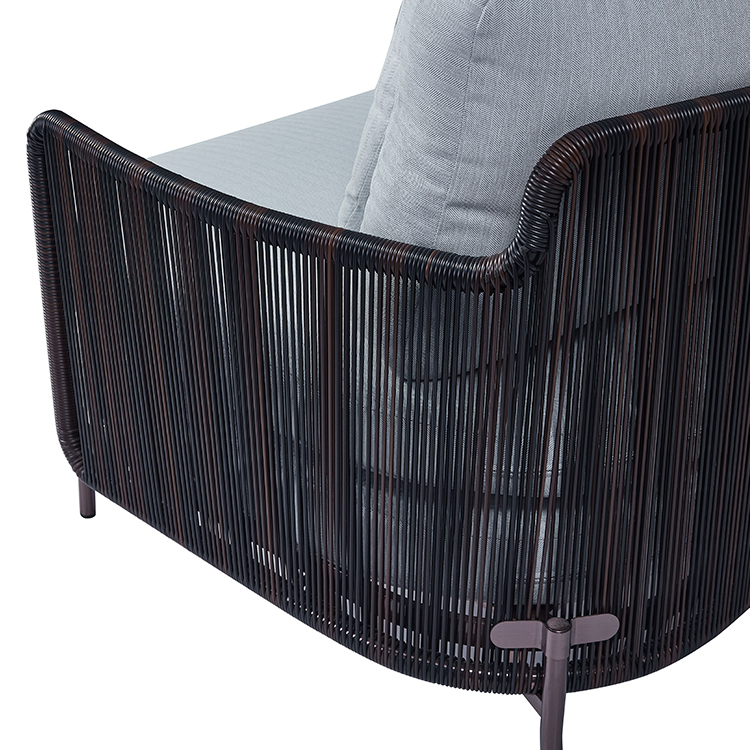 Scandinavian All-Weather Aluminum Deep Seating 6-Piece Outdoor Conversation Sofa Set with Ottoman