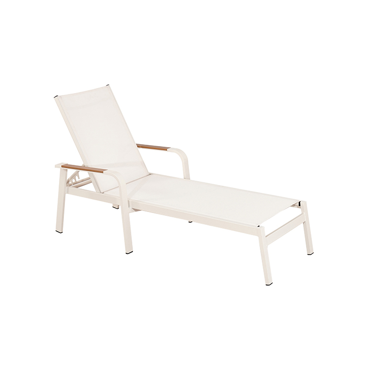 Weather-Resistant Luxury Minimalist Aluminum Frame Adjustable Poolside Sun Lounger with Reclining Textilene Seat