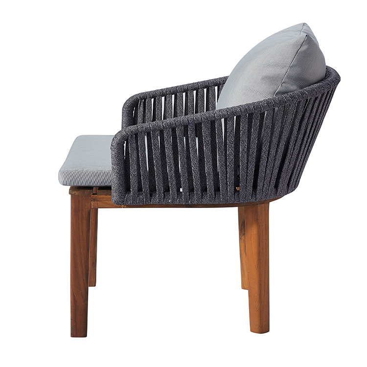 Contemporary All-Weather Outdoor Patio Dining Rope Armchair with Cushion