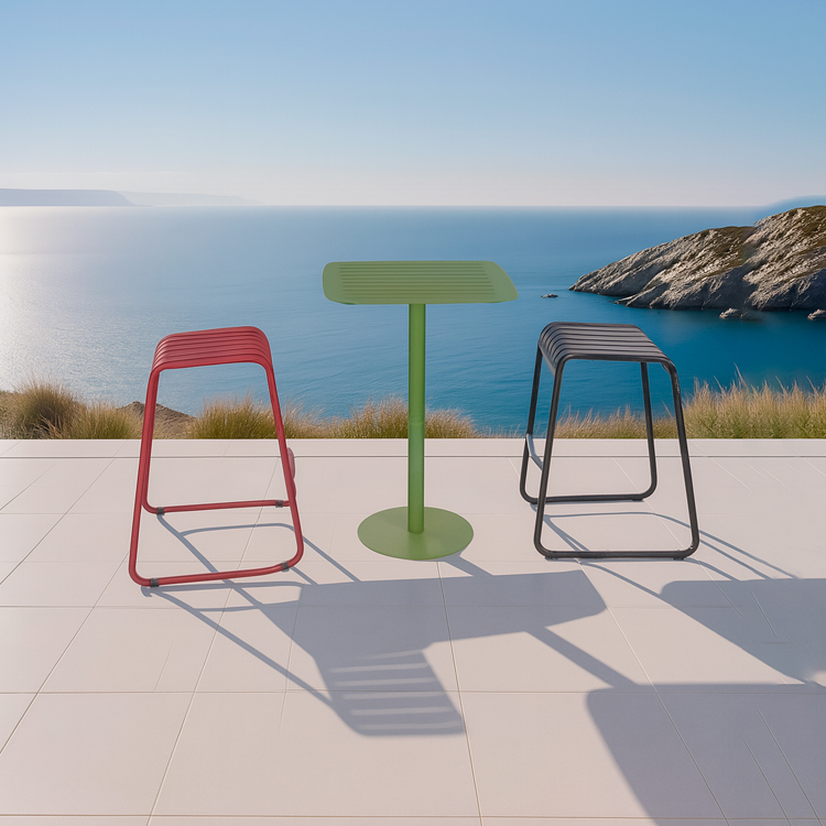 Industrial Weatherproof Outdoor Patio Seating 3-Piece Dining Chair Set with Compact Table