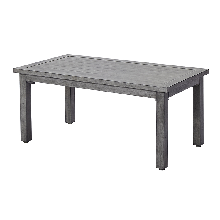 Modern Outdoor Aluminum Sofa Set with Faux Wood Finish | Weatherproof Patio Conversation Set with Coffee Table
