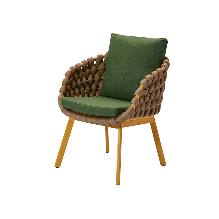 3-Piece All-Weather Outdoor Balcony Chair Furniture Modern Garden Rope Bistro Dining Set with Cushion