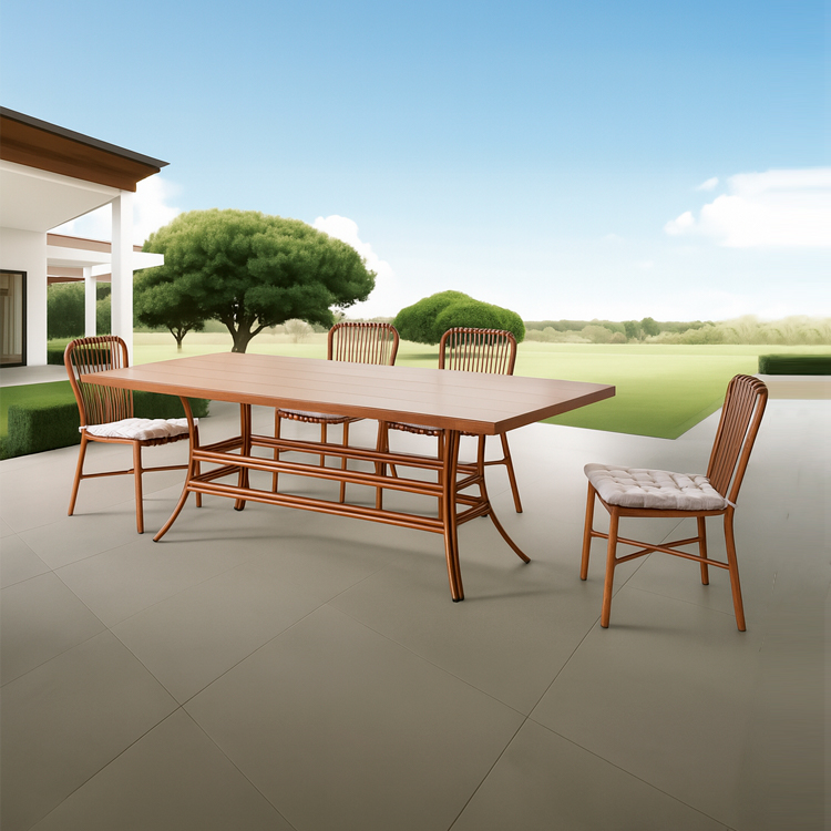 5-Piece Aluminum Weatherproof Outdoor Patio Cushioned Seating Durable Contemporary Dining Set With Cushion