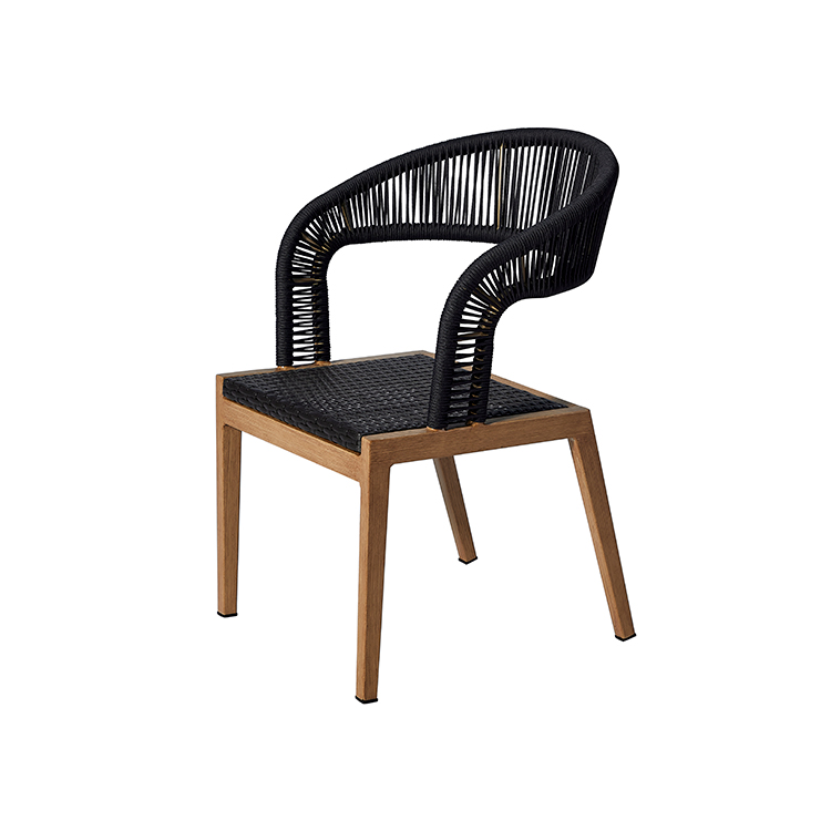 All-Weather Modern Bistro Outdoor 3-Piece Dining Set Rope Woven Armchairs with Square Table