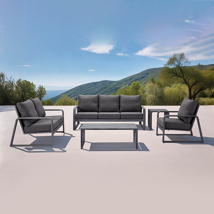 Outdoor Luxury Aluminum Sofa Dining Table Modern Garden Patio Sofa Sectional Aluminum 4 Person Set