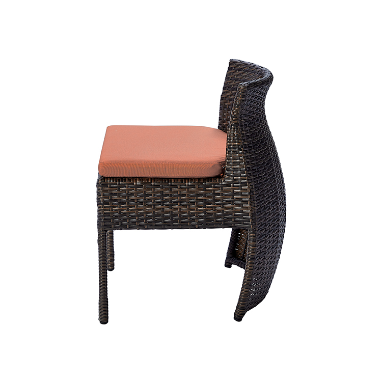 Outdoor Furniture Patio Bistro Small Cushioned Wicker Rattan Table And Chairs For Two
