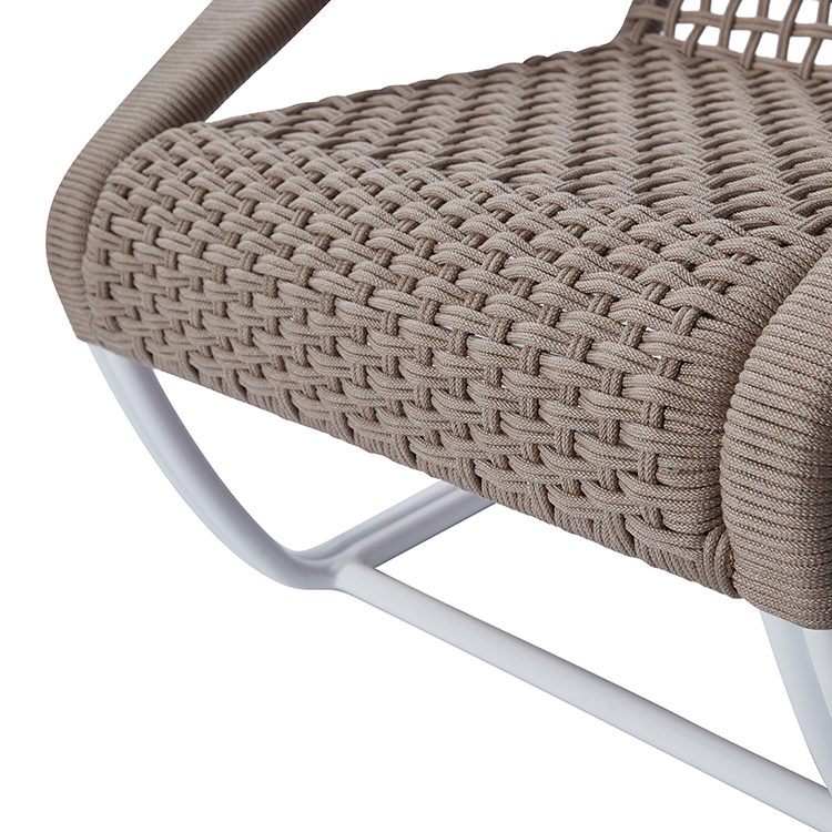 Minimalist Durable Metal Frame Balcony Seating Outdoor Rope Weaving Chair
