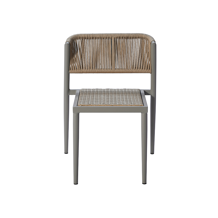 Weather-Resistant Stackable Woven Outdoor 3-Piece Aluminum Rope Patio Dining Set with Rattan Seat Chairs