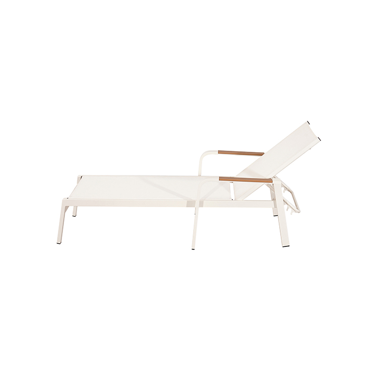 Weather-Resistant Luxury Minimalist Aluminum Frame Adjustable Poolside Sun Lounger with Reclining Textilene Seat