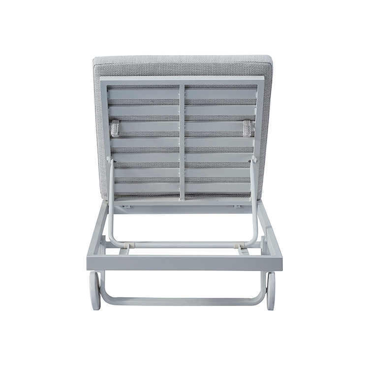 Luxury Durable Cushioned Recline Adjustable Aluminum Outdoor Chaise Pool Lounger with Side Table