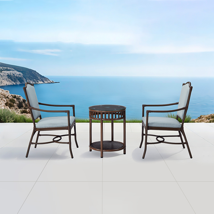 All-Weather Elegant Durable Outdoor Bistro Seating Rattan Waterproof Conversation Chair Set With Cushion