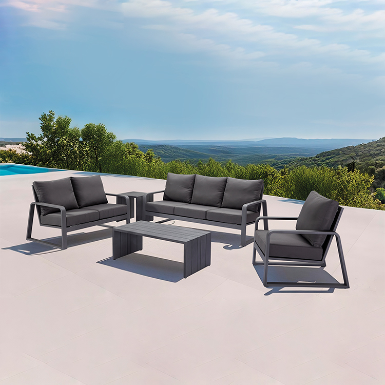 Outdoor Luxury Aluminum Sofa Dining Table Modern Garden Patio Sofa Sectional Aluminum 4 Person Set