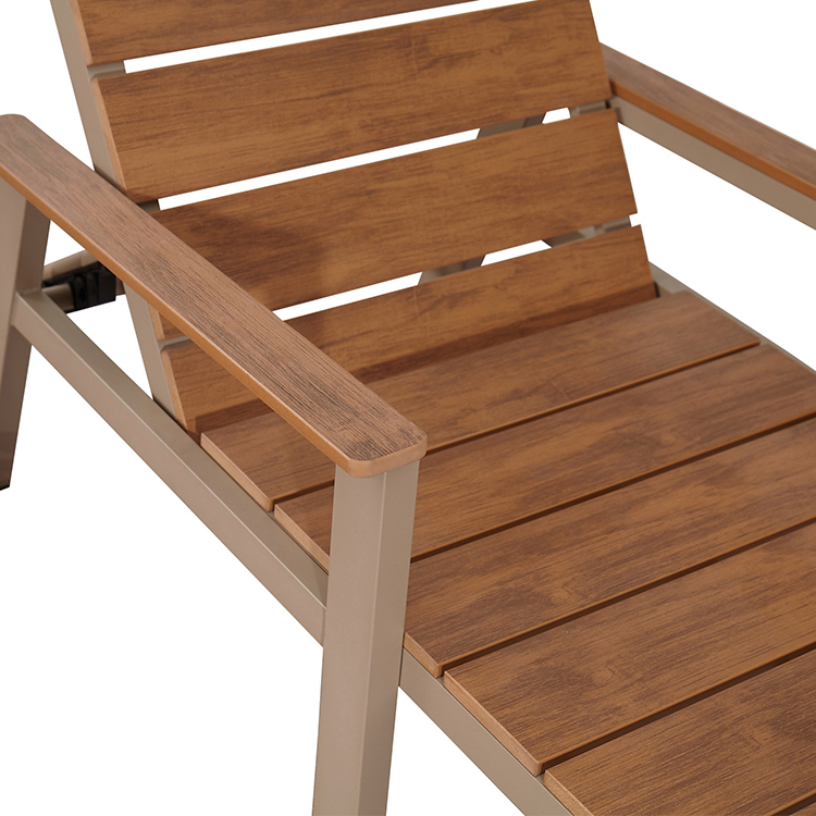 Adjustable UV-Protected Luxury Wood-Plastic Aluminum Outdoor Chaise Lounge Chair with Wheels