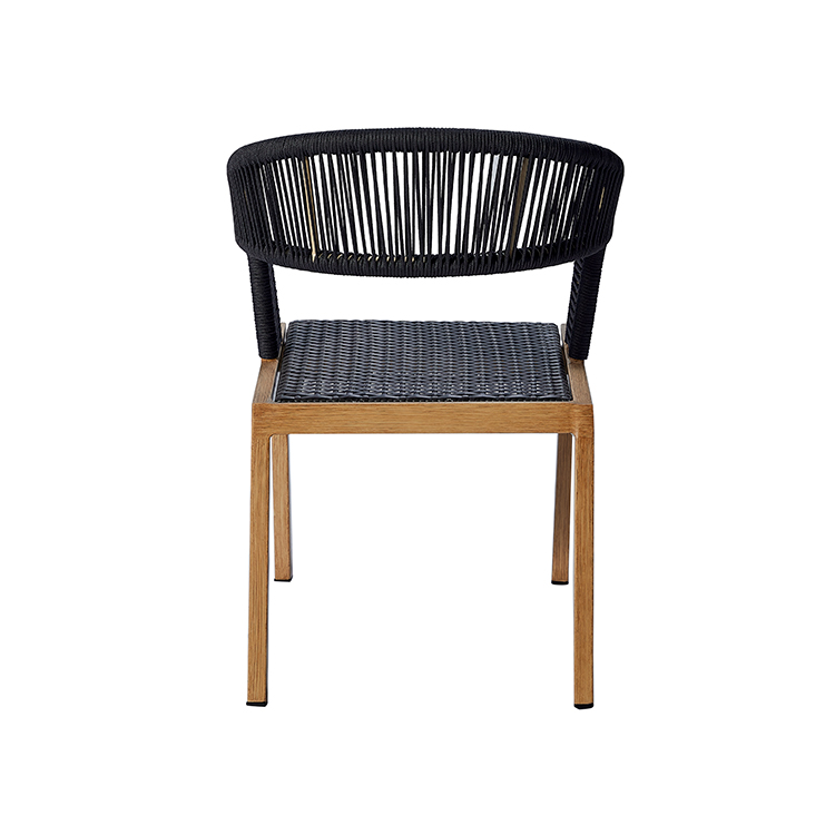 All-Weather Modern Bistro Outdoor 3-Piece Dining Set Rope Woven Armchairs with Square Table