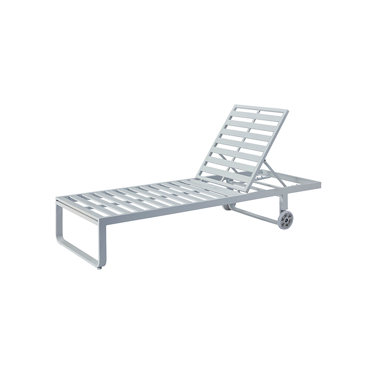 Luxury Durable Cushioned Recline Adjustable Aluminum Outdoor Chaise Pool Lounger with Side Table