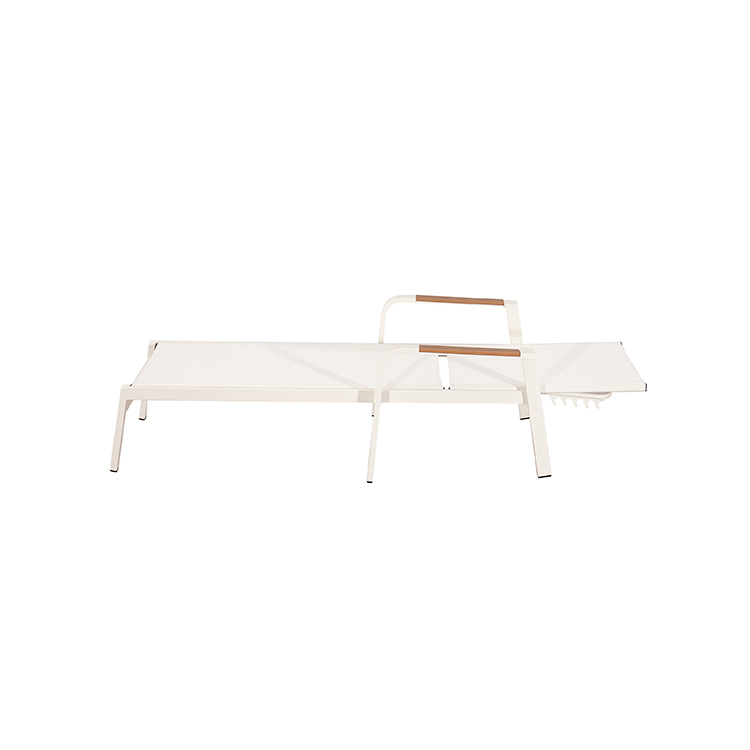 Weather-Resistant Luxury Minimalist Aluminum Frame Adjustable Poolside Sun Lounger with Reclining Textilene Seat