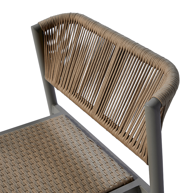 Weather-Resistant Stackable Woven Outdoor 3-Piece Aluminum Rope Patio Dining Set with Rattan Seat Chairs