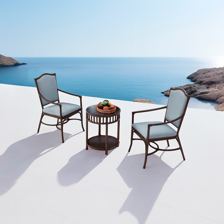 All-Weather Elegant Durable Outdoor Bistro Seating Rattan Waterproof Conversation Chair Set With Cushion