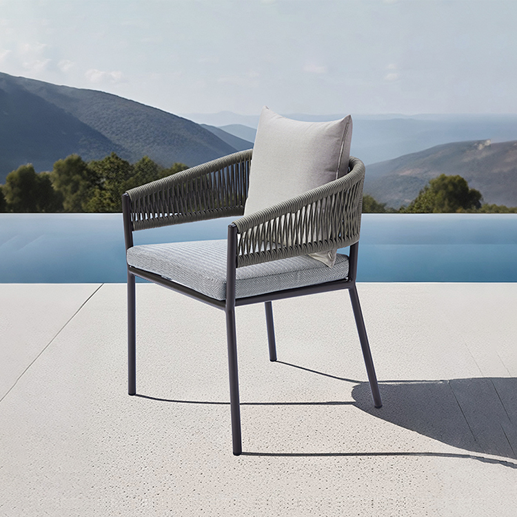 Outdoor Conversation Apartment Rope weave Chairs With Soft Cushions