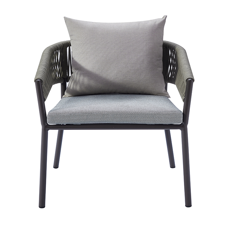 Outdoor Conversation Apartment Rope weave Chairs With Soft Cushions