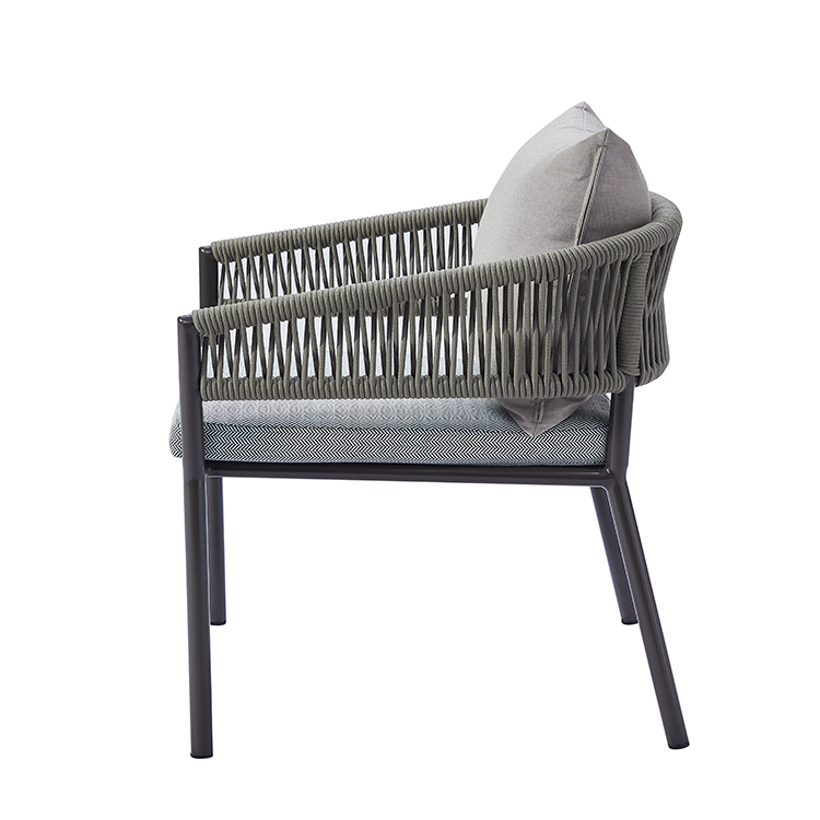 Outdoor Conversation Apartment Rope weave Chairs With Soft Cushions