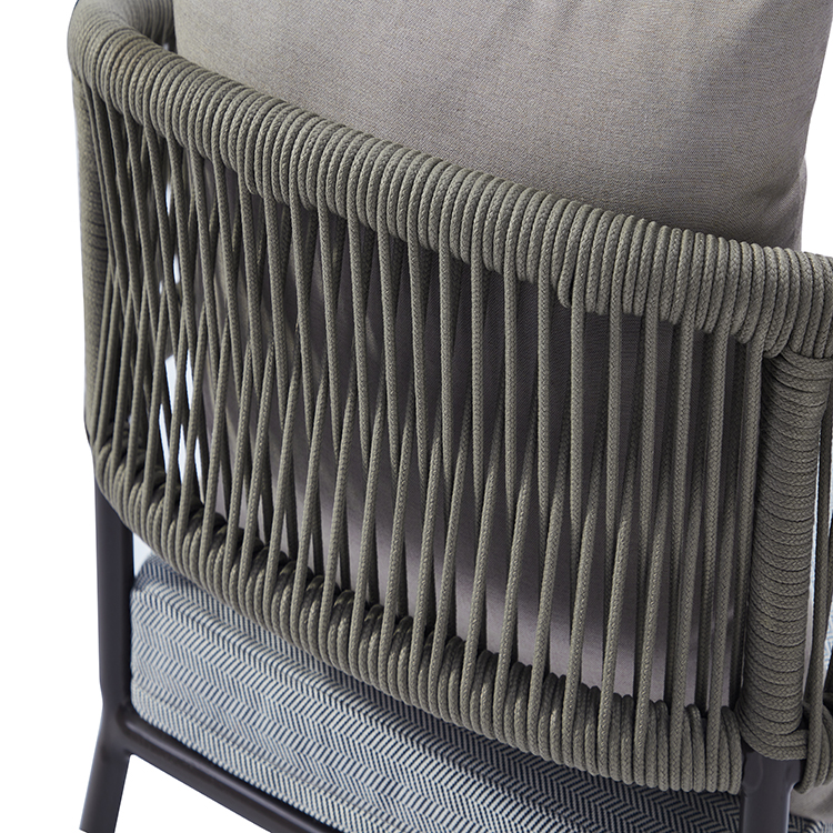 Outdoor Conversation Apartment Rope weave Chairs With Soft Cushions