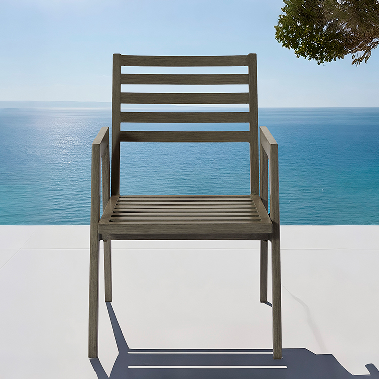 Minimalist Sturdy Rust-Resistant Metal Frame Chair Garden Patio Seating Furniture Outdoor Stackable Aluminum Dining Armchair