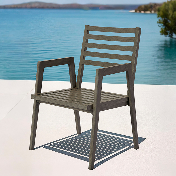 Minimalist Sturdy Rust-Resistant Metal Frame Chair Garden Patio Seating Furniture Outdoor Stackable Aluminum Dining Armchair