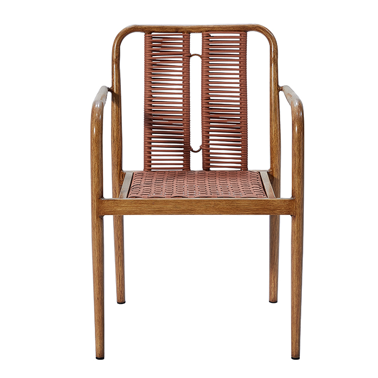 Lightweight Beachside Rust-Proof Aluminum Frame Patio Dining Furniture Outdoor Sleek Rope Bistro Courtyard Cafe Chair