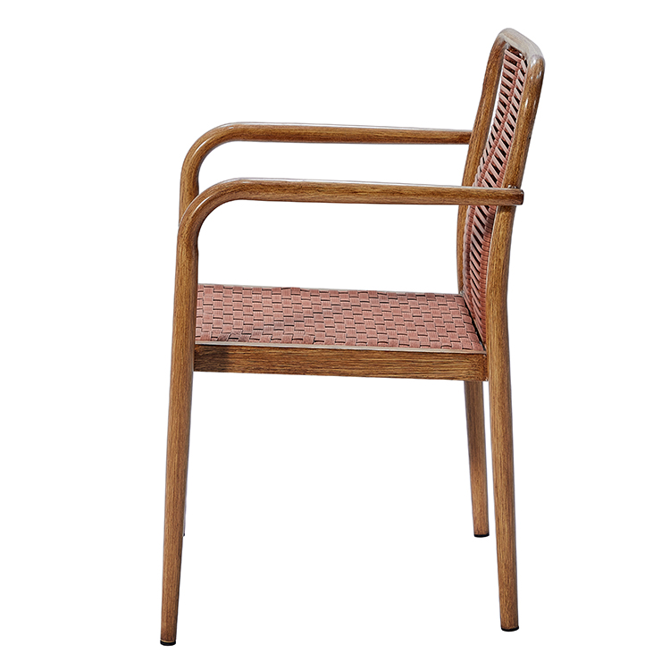 Lightweight Beachside Rust-Proof Aluminum Frame Patio Dining Furniture Outdoor Sleek Rope Bistro Courtyard Cafe Chair