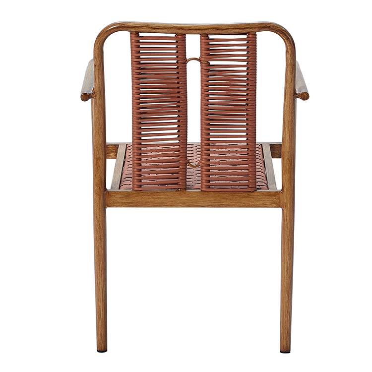 Lightweight Beachside Rust-Proof Aluminum Frame Patio Dining Furniture Outdoor Sleek Rope Bistro Courtyard Cafe Chair