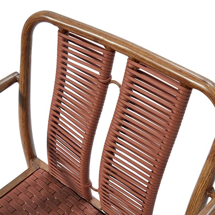Lightweight Beachside Rust-Proof Aluminum Frame Patio Dining Furniture Outdoor Sleek Rope Bistro Courtyard Cafe Chair
