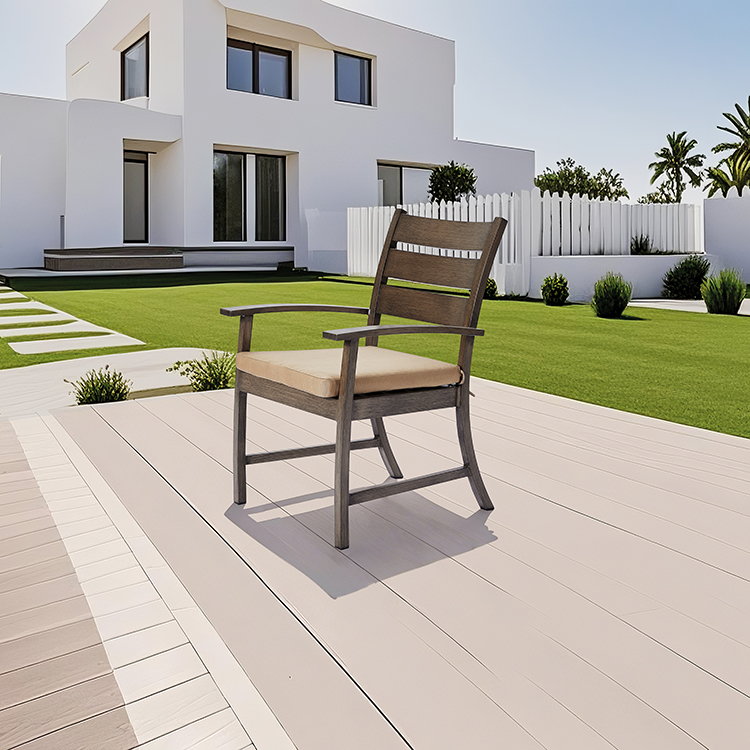 UV-Protected Aluminum Deck Seating Furniture Patio Chair Powder-Coated Minimalist Balcony Dining Armchair with Cushion