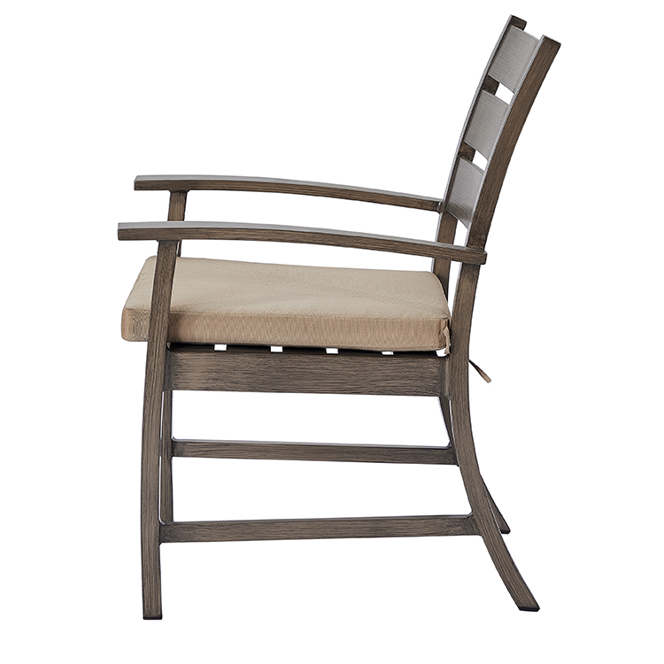 UV-Protected Aluminum Deck Seating Furniture Patio Chair Powder-Coated Minimalist Balcony Dining Armchair with Cushion