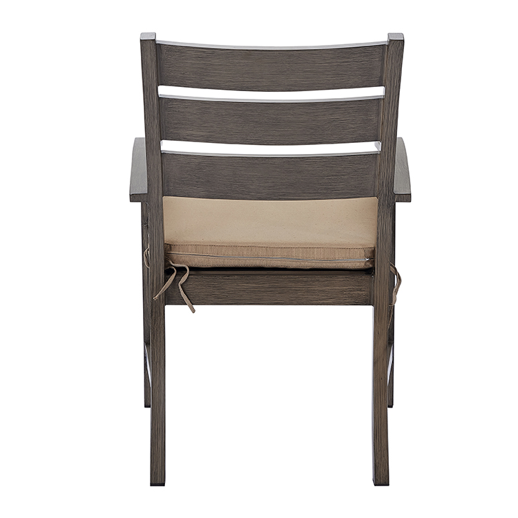 UV-Protected Aluminum Deck Seating Furniture Patio Chair Powder-Coated Minimalist Balcony Dining Armchair with Cushion