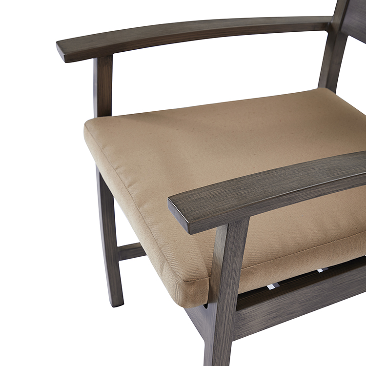UV-Protected Aluminum Deck Seating Furniture Patio Chair Powder-Coated Minimalist Balcony Dining Armchair with Cushion
