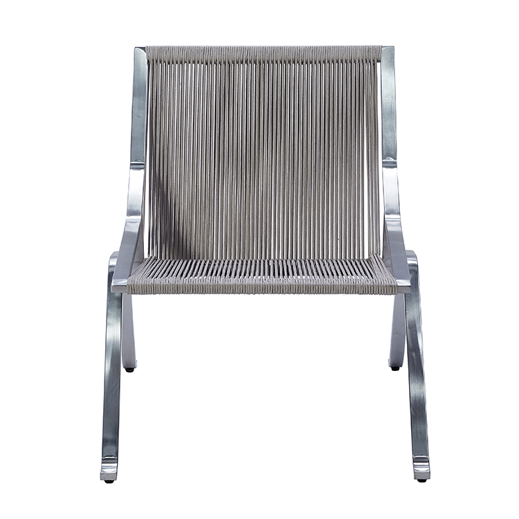 Lightweight Ergonomic Garden Seating Small Balcony Armchair Minimalist Beach Steel Frame Woven Rope Outdoor Deck Chair