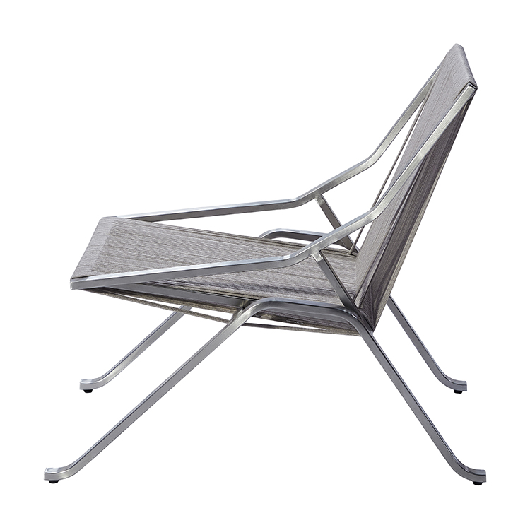 Lightweight Ergonomic Garden Seating Small Balcony Armchair Minimalist Beach Steel Frame Woven Rope Outdoor Deck Chair