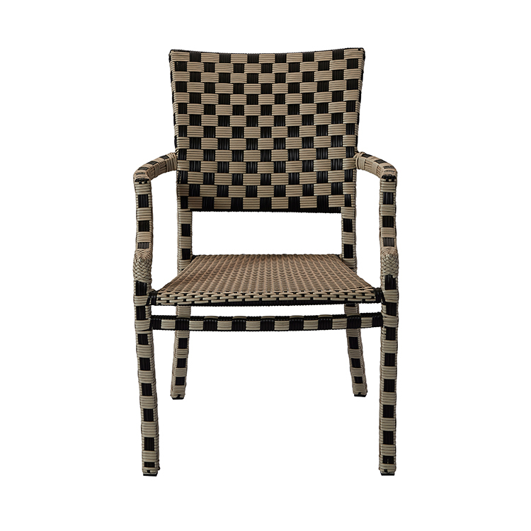 Stylish All-Weather Aluminum Stackable Patio Armchair Outdoor Coastal Dining PE Rattan Chair