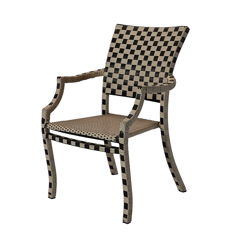 Stylish All-Weather Aluminum Stackable Patio Armchair Outdoor Coastal Dining PE Rattan Chair
