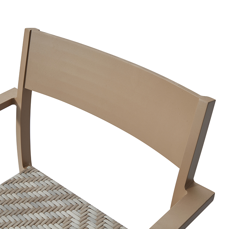Stylish All-Climate Porch Woven Seat Rattan Chair Rustproof Aluminum Stackable Patio Armchair