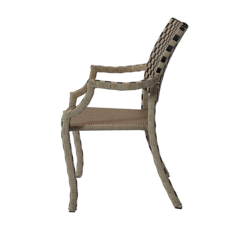 Stylish All-Weather Aluminum Stackable Patio Armchair Outdoor Coastal Dining PE Rattan Chair