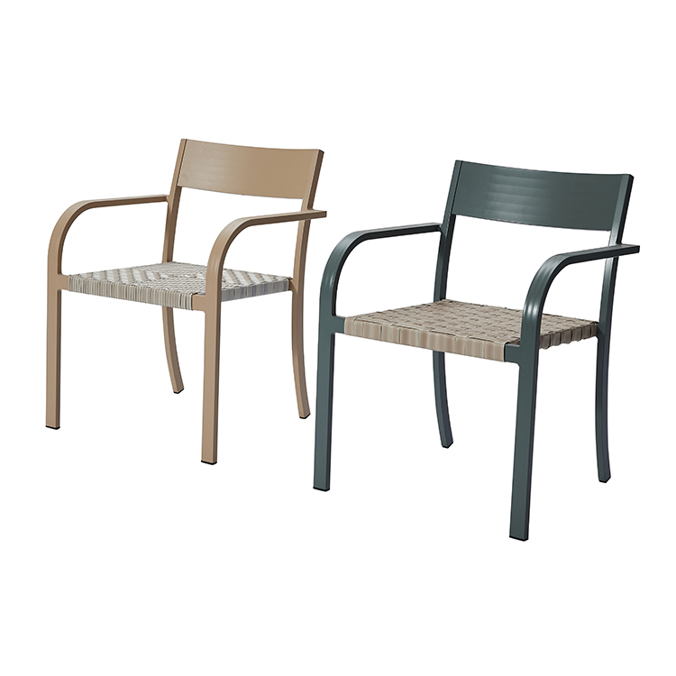 Stylish All-Climate Porch Woven Seat Rattan Chair Rustproof Aluminum Stackable Patio Armchair