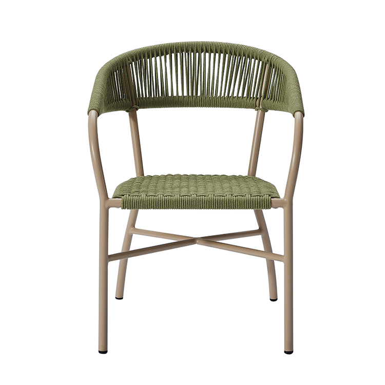 Leisure Balcony Outdoor Furniture Restaurant Beachside Aluminum Breathable Rope Woven Backyard Garden Dining Chair