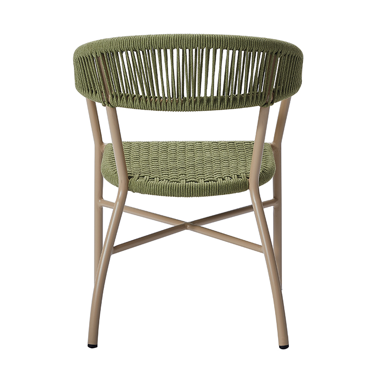 Leisure Balcony Outdoor Furniture Restaurant Beachside Aluminum Breathable Rope Woven Backyard Garden Dining Chair