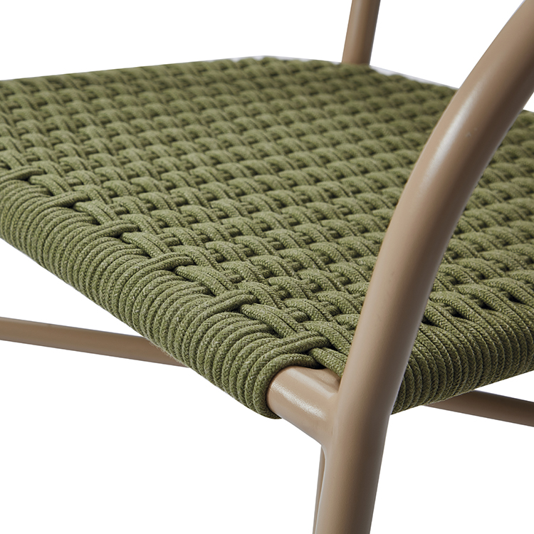 Leisure Balcony Outdoor Furniture Restaurant Beachside Aluminum Breathable Rope Woven Backyard Garden Dining Chair