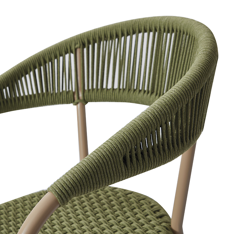Leisure Balcony Outdoor Furniture Restaurant Beachside Aluminum Breathable Rope Woven Backyard Garden Dining Chair