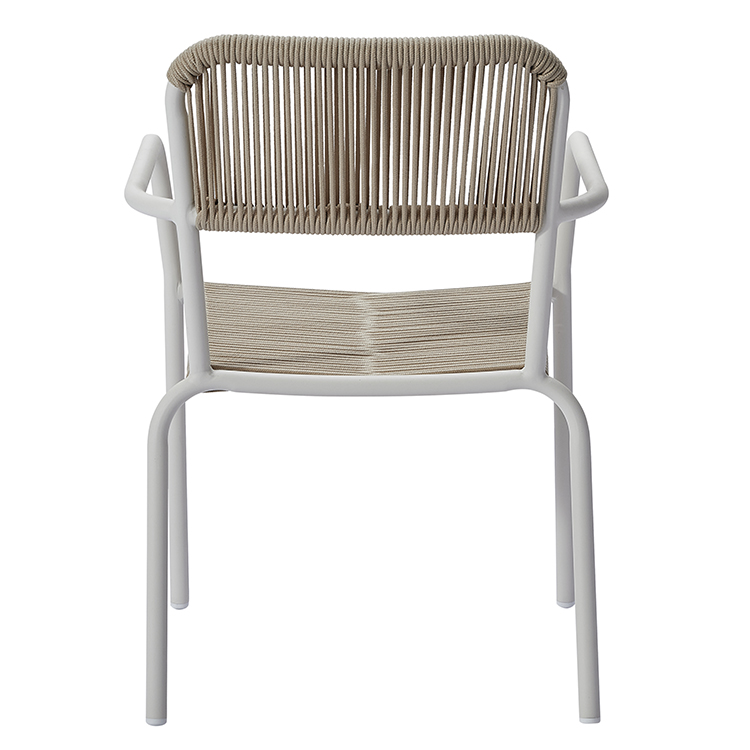 Italian-Inspired Minimalist Outdoor Hotel Woven Lounge Chair Furniture Nordic Waterproof Metal Frame Rope Dining Armchair