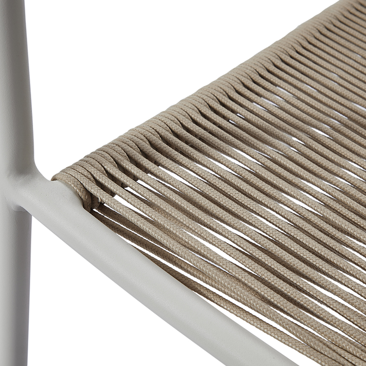 Italian-Inspired Minimalist Outdoor Hotel Woven Lounge Chair Furniture Nordic Waterproof Metal Frame Rope Dining Armchair